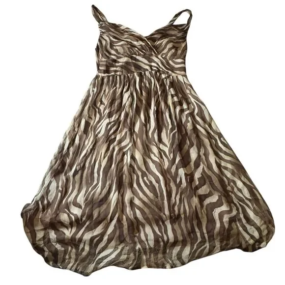 Sunny Leigh Dress, Size small 100%‎ Silk Brown Zebra Print - Picture 2 of 9